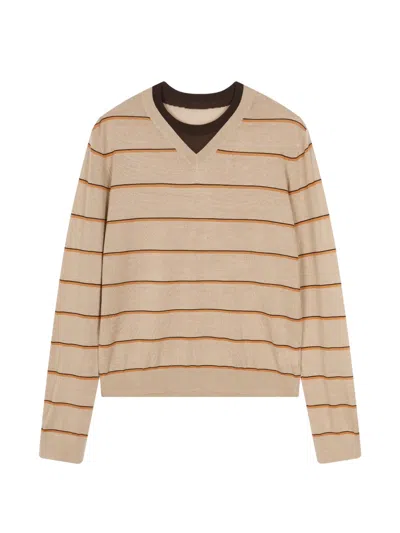 Jnby V-neck Striped Sweater In Multi