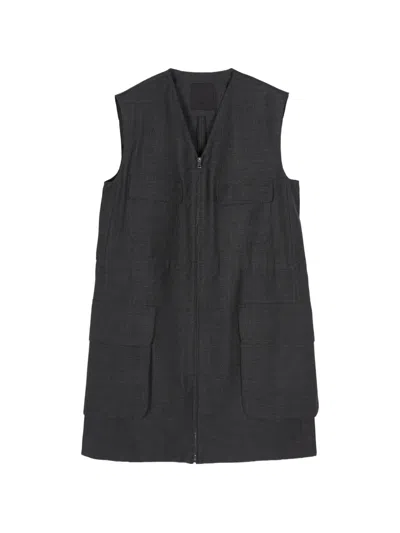 Jnby V-neck Wool Sleeveless Coat In Animal Print