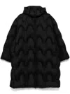 Jnby Quilted Hooded Midi Coat In Black