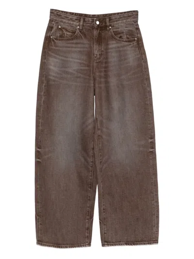 Jnby Wide-leg Rolled-up Jeans In Brown