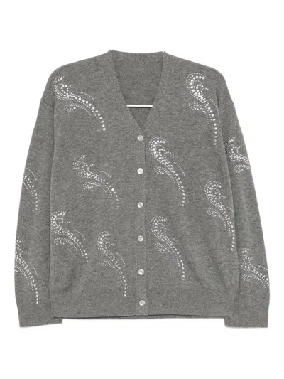 Jnby Wool Pullover Cardigan In Gray