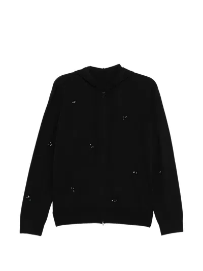 Jnby Wool Zip-up Hoodie In Black