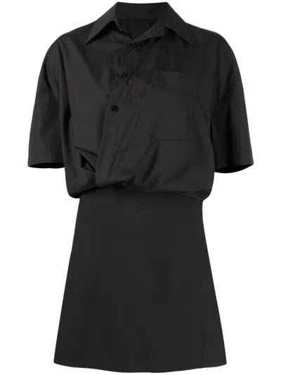 Jnby Wrapped Short-sleeved Dress In Black