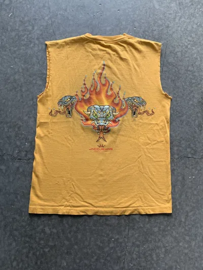Pre-owned Jnco X Skategang Crazy Vintage Y2k Jnco Snake Graphic Tee In Yellow