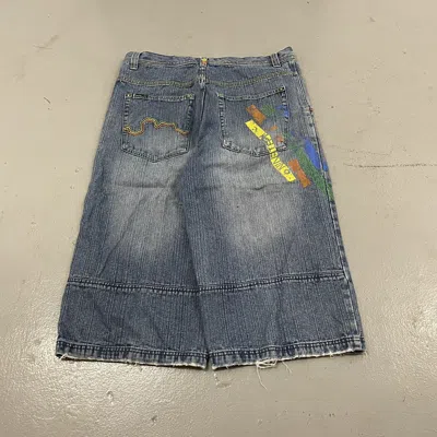 Pre-owned Jnco X Southpole Crazy Baggy Y2k Jnco Skater Grunge Jean Shorts In Blue