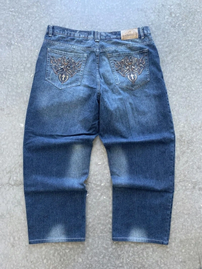 Pre-owned Jnco X Southpole Crazy Cyber Y2k Brooklyn Express Baggy Jeans Skater Opium In Blue