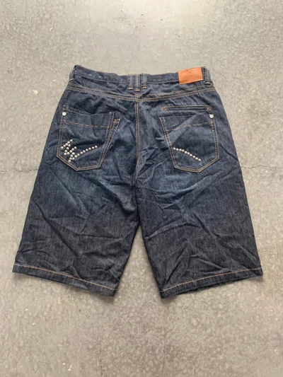 Pre-owned Jnco X Southpole Crazy Vintage Y2k Southpole Style Studded Baggy Jean Shorts In Blue
