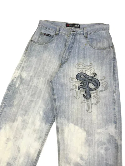 Pre-owned Jnco X Southpole Vintage Southpole Baggy Jeans Embroidery Logo Acid Wash In Blue
