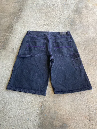 Pre-owned Jnco X Southpole Vintage Y2k Baggy Purple Stitch Southpole Jorts Jean Shorts In Black