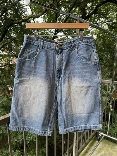 Pre-owned Jnco X Southpole Vintage Y2k Baggy Wide Leg Denim Jean Shorts Jorts In Blue