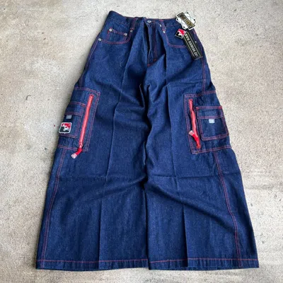 Pre-owned Jnco X Tripp Nyc Vintage Y2k Kikwear Super Baggy Cargo Jeans Nwt In Navy