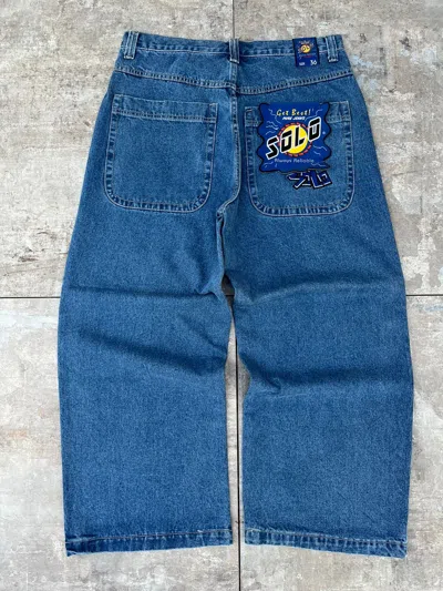 Pre-owned Jnco X Vintage 90's Solo Dead Stock Baggy Denim Jeans In Blue