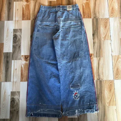 Pre-owned Jnco X Vintage Crazy Vintage 90's Jnco Red Stripes Baggy Jeans In Blue