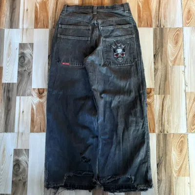 Pre-owned Jnco X Vintage Crazy Vintage 90's Jnco Tribals Skull Baggy Jeans In Black