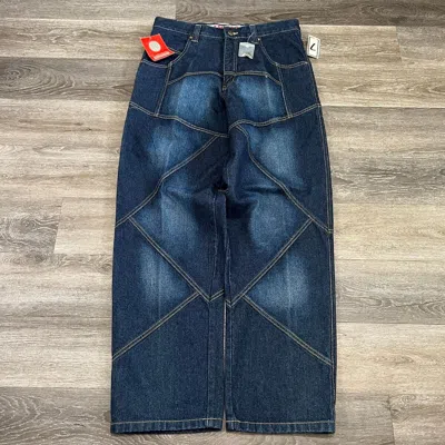 Pre-owned Jnco X Vintage Crazy Vintage Loco Baggy Wide Leg Panel Jeans Nwt Archive In Navy