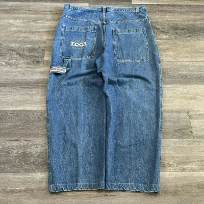 Pre-owned Jnco X Vintage Crazy Vintage Y2k Boxx Super Baggy Wide Leg Jnco Style Jeans In Blue