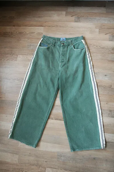 Pre-owned Jnco X Vintage Fishbone Xxl Green Wash Denim Baggy 90's Jeans Jnco