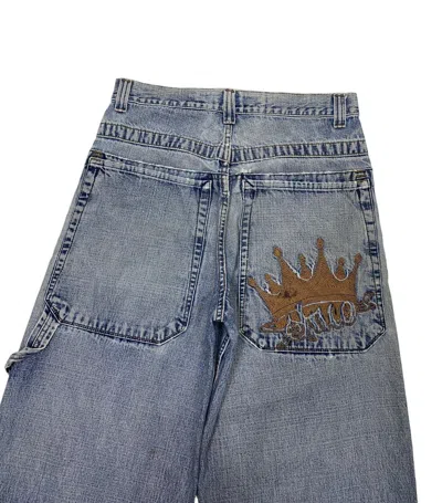 Pre-owned Jnco X Vintage Jnco Tribal Crown Baggy Jeans Hip Hop Rappers Style Jeans In Blue