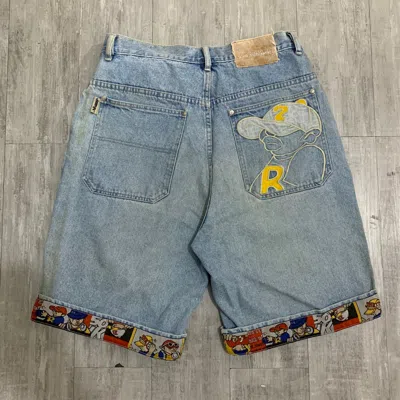 Pre-owned Jnco X Vintage Sohk School Of Hard Knocks Y2k Jorts Denim Short Pants In Multicolor