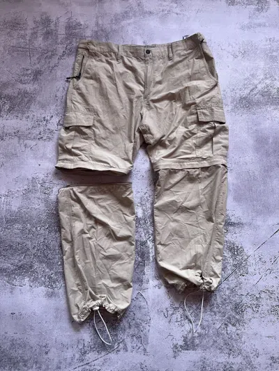 Pre-owned Jnco X Vintage Y2k Baggy Nylon Cargo Pocket Skater Pants In Cream