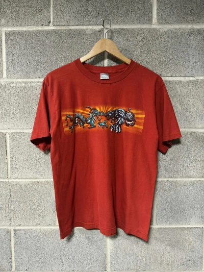 Pre-owned Jnco X Vintage Y2k Dragon Panther Crazy Flame Tee Shirt Jnco Style In Red
