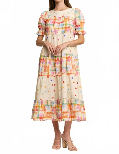 J.nna Amabel Summer Mixed Print Dress In Multicolor In Neutral