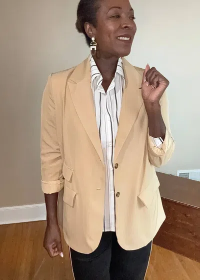 J.nna Avery Oversized Tailored Blazer In Beige In Nude