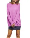 J.nna Basic Slouchy Sweater In Bubble Pink In Purple