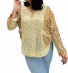 J.nna Billow Long Sleeve Top In Yellow Multi In Yellow