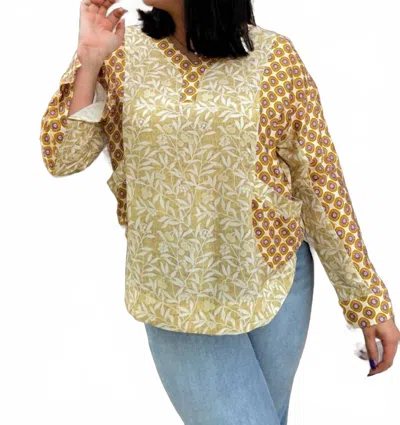 J.nna Billow Long Sleeve Top In Yellow Multi