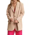 J.nna Boyfriend Button Down Blazer In Taupe In Grey