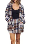J.nna Brushed Checked Single-breasted Blazer Jacket In Navy Multi In Blue
