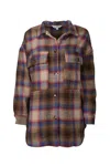 J.nna Checked Wool-blend Shacket In Dark Brown In Brown