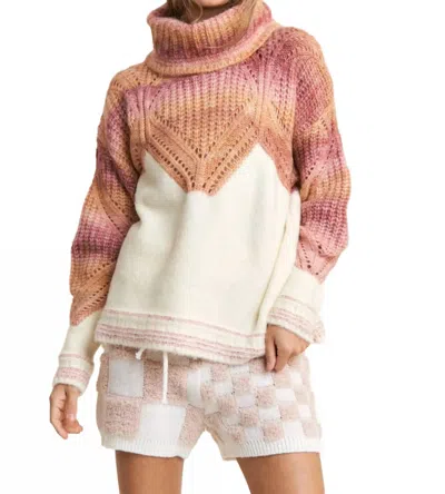 J.nna Chevron Colorblock Sweater In Orange/white In Multi