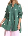 J.nna Daisy Gauze Embroidered Top In Sage Leaf In Green