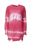 J.nna Distressed Tie-dye Cotton Sweater In Hot Pink In Pink