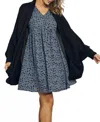 J.nna Dolman Slouch Cardigan In Black In Multi