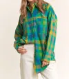 J.nna Doria Boyfriend Plaid Button Down Shirt In Green