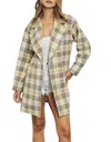 J.nna Double-breasted Oversized Checked Coat In Cream In Neutral
