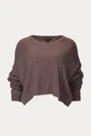 J.NNA ESSENTIAL CROPPED CREW NECK BOXY SWEATER IN TAUPE