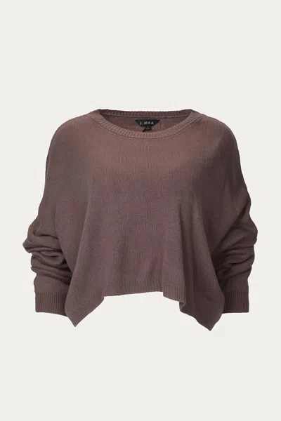 J.nna Essential Cropped Crew Neck Boxy Sweater In Taupe In Brown