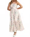 J.nna Floral Eyelet Ruched Strapless Midi Dress In Pink Multi In Multi