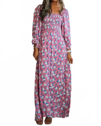 J.nna Floral Maxi Dress In Blue Pink