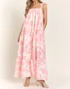 J.nna Floral Maxi Dress In Creamy Rose In Pink