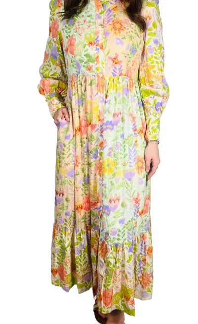J.nna Garden Dreams Midi Dress In Multicolor