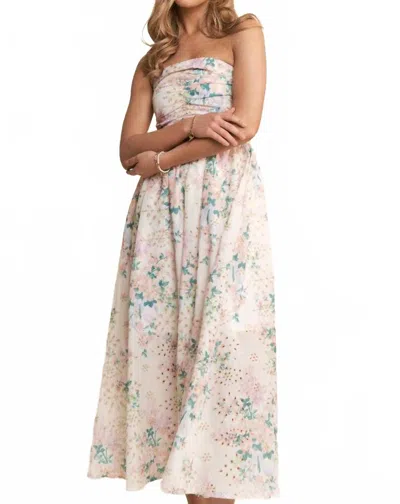 J.nna Hello Dear Eyelet Midi Dress In White In Neutral
