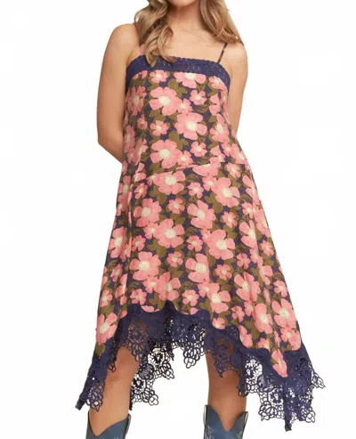 J.nna Jada Floral Print Midi Dress In Blue In Multi