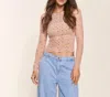 J.nna Jolie Long Sleeve Mesh Jewel Top In Nude In Nude