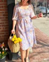 J.nna Kait Floral Midi Dress In Lavender In Multi