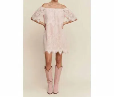 J.nna Lace Off-shoulder Mini Dress In Blush In Neutral